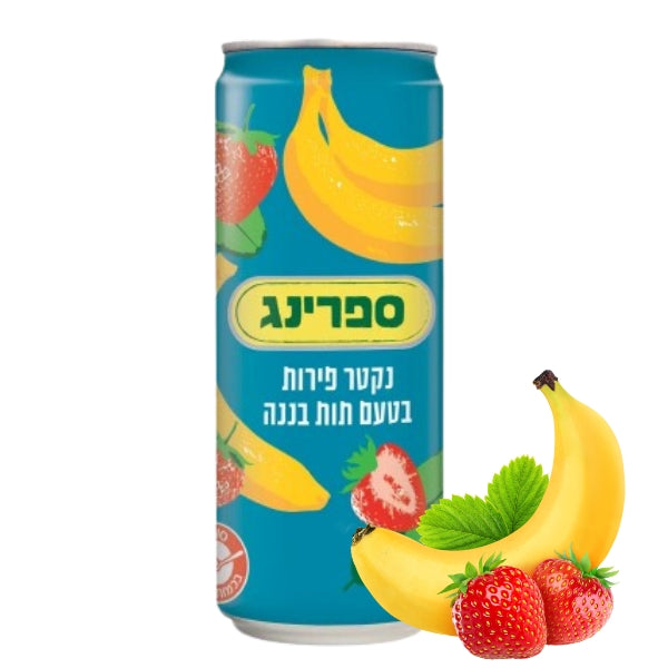 ארגז פחיות ספרינג תות בננה 330 מ"ל 24 יח'