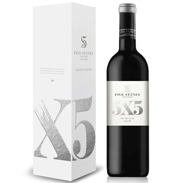 בקבוק פייב סטונס 5X5 750 מ''ל - יין אדום יבש אלגנטי ייצור 2018|