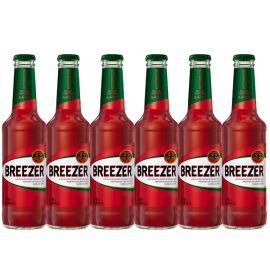 שישיית בריזר אבטיח 275 מ''ל - בריזר בירה בצבע אדום ותווית ירוקה-אדומה מיאן משקאות אילת