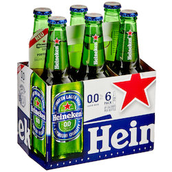 שישיית בירה הייניקן לאגר ללא אלכוהול 330 מ''ל תווית ירוקה כוכב אדום חבילה חדשה