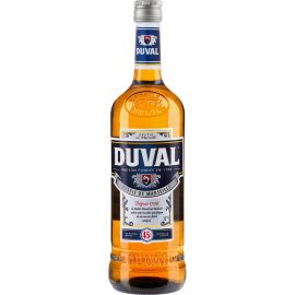 בקבוק פסטיס דובל 700 מ''ל מהודר עם תווית כחול-לבן-זהב מותג DUVAL