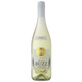 בקבוק באזז מוסקט 750 מ''ל כרמל - יין לבן מבעבע מעמק יזרעאל עיצוב אופנתי ולוגו של היצרן