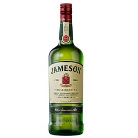 בקבוק וויסקי ג'יימסון 50 מ''ל איכות גבוהה תווית ירוקה עם סמלים וכיתוב