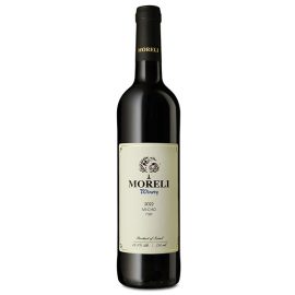 בקבוק יין מורלי מצ'ו 750 מ''ל בצבע כהה עם מדבקת רקע בהיר ולוגו עץ ענף