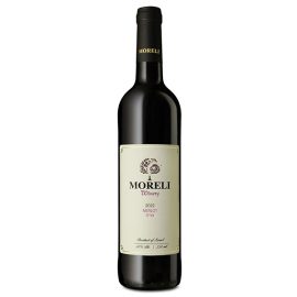 בקבוק יין מורלי מרלו 750 מ''ל עם תווית אלגנטית בצבע קרם - יין אדום מותג MORELI Winery