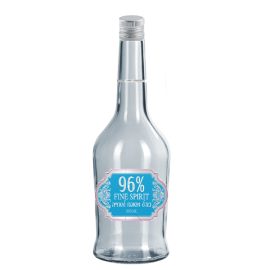 בקבוק כוהל קעואר 96% 500 מ''ל לחתונות ואירועים משקה עם תווית תכלת-ורוד מוצר ישראלי